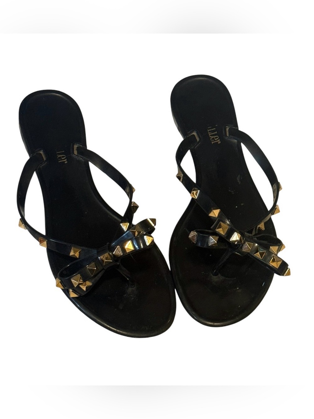 Copy Valentino Style Black Bow Sandals with Gold Studs Same Look not the Cost 💎